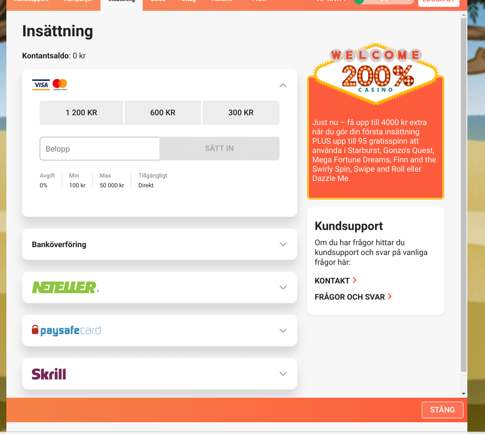 insättningsalternativ