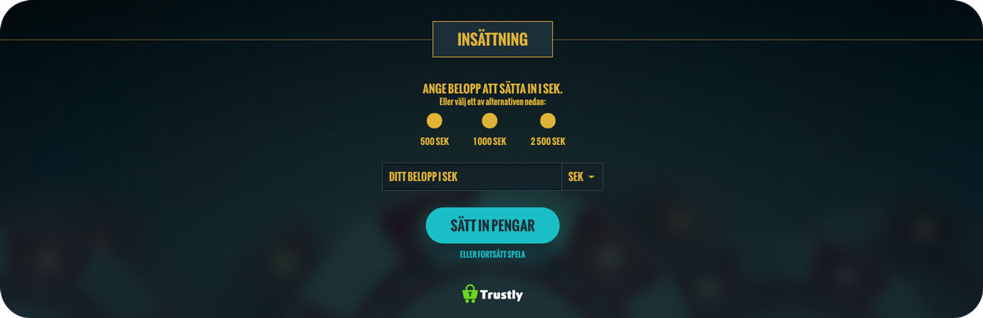 Insättning hos No Account Casino - Trustly