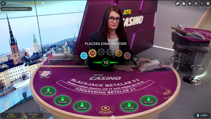 ATG livecasino - Spela Blackjack