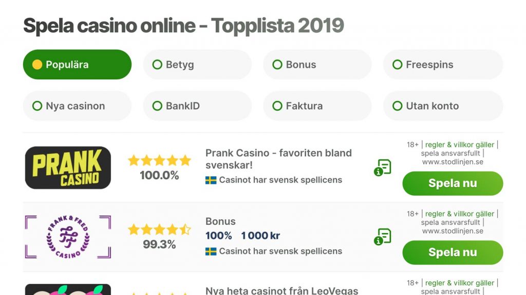 Hitta bästa casino online hos oss - jämförcasino.se